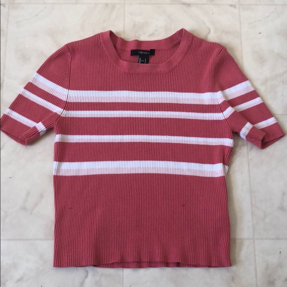 Pink and white striped top